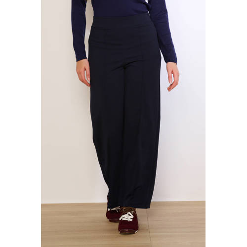 LOLALIZA wide leg regular waist broek donkerblauw afbeelding