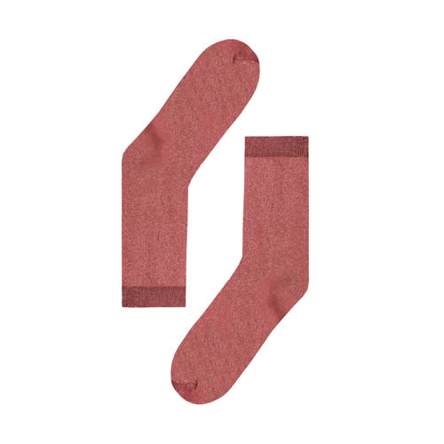 Pinned by K sokken met glitters koraalrood afbeelding