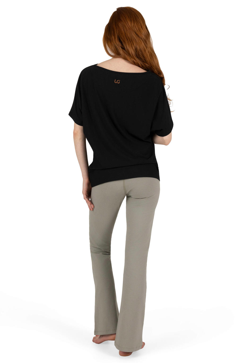Zwarte dames Urban Goddess sporttop Budhi van bamboe met ronde hals