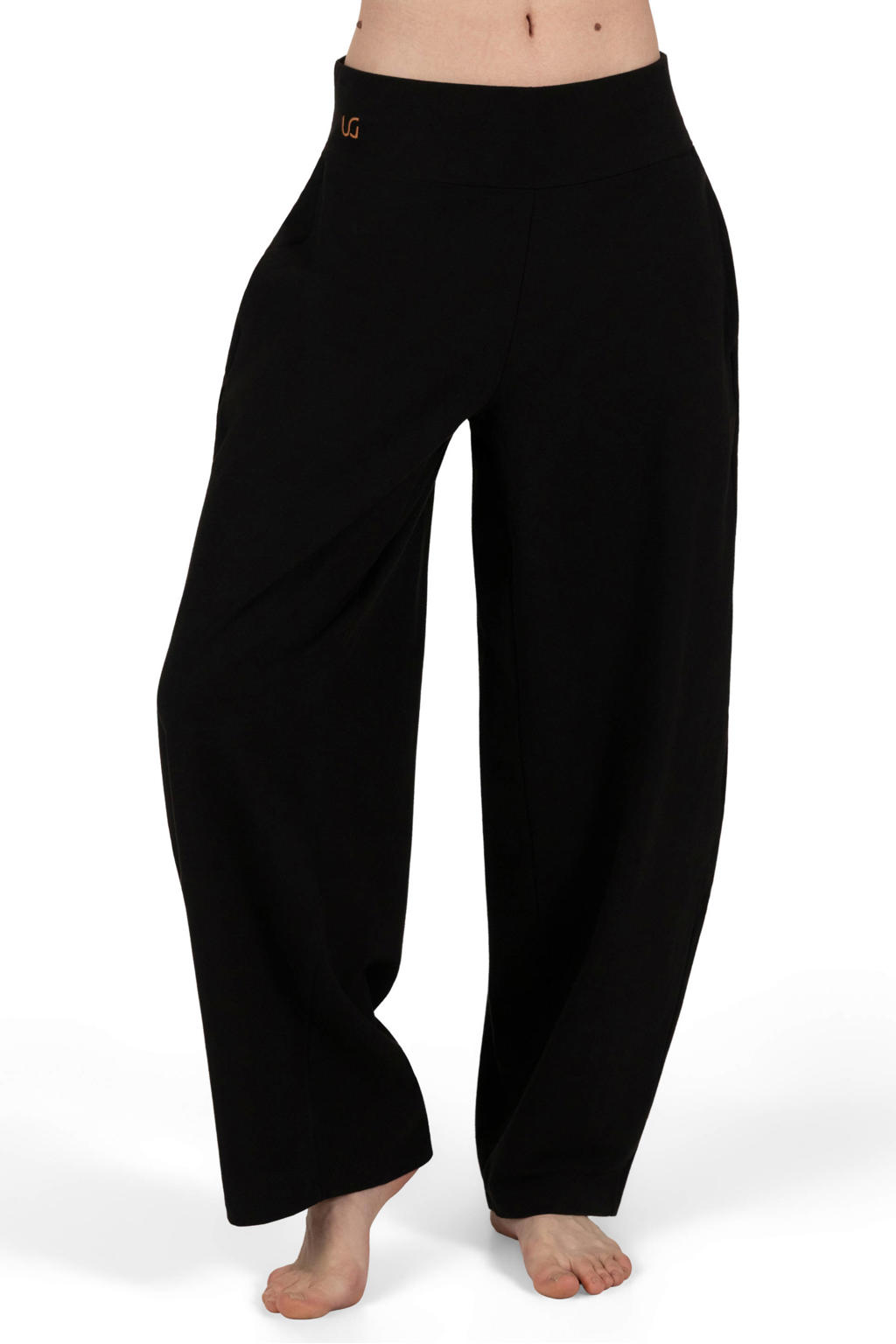 Zwarte dames Urban Goddess sportbroek Dhara van katoen met loose fit en regular waist