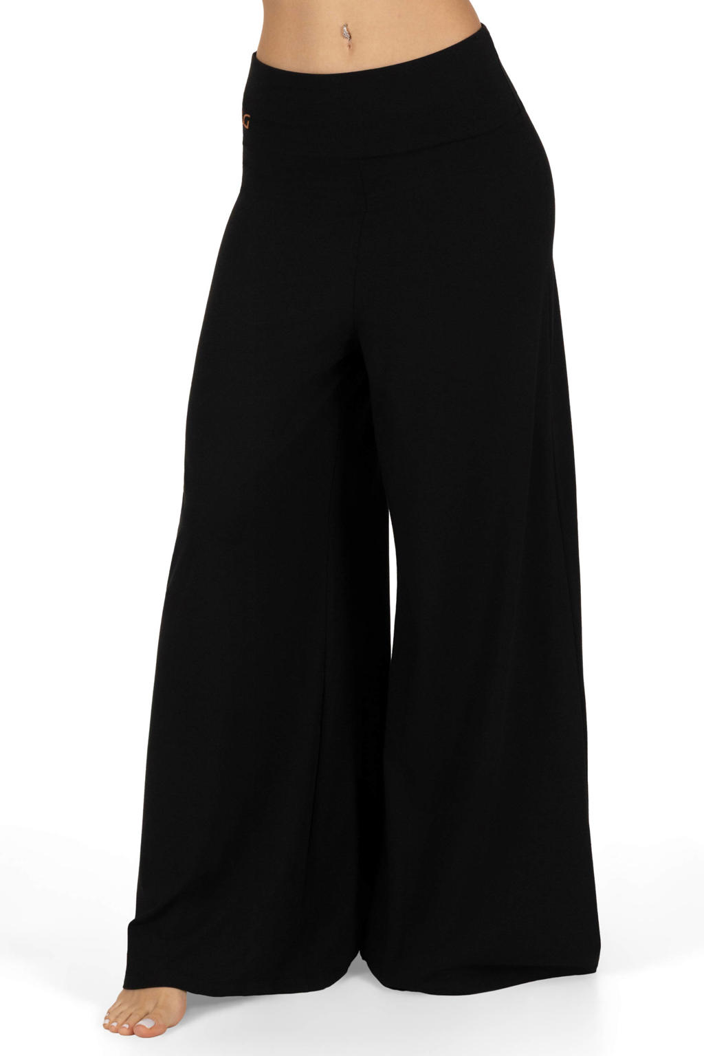 Zwarte dames Urban Goddess sportbroek Nyx Wide van bamboe met regular waist