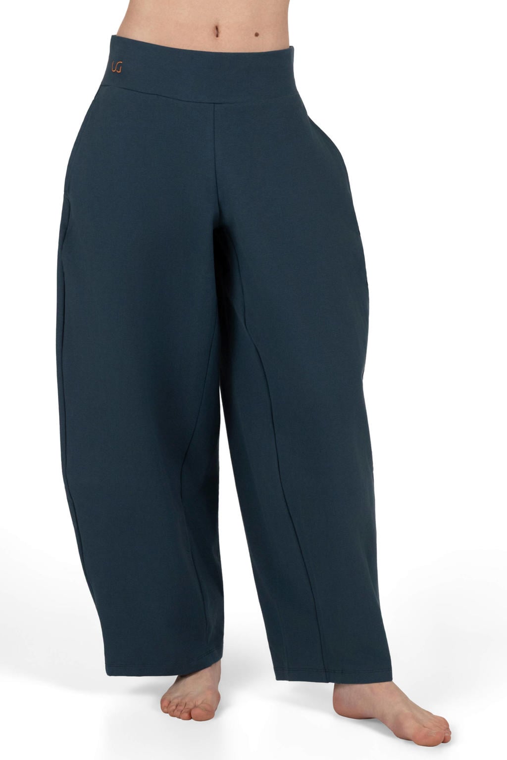 Donkerblauwe dames Urban Goddess sportbroek Dhara van katoen met loose fit en regular waist