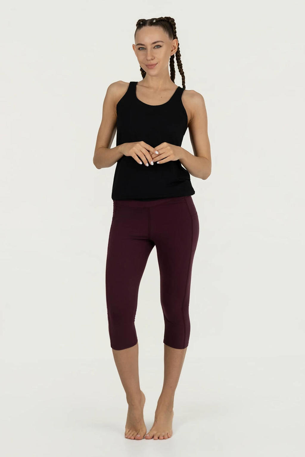 Donkerrode dames Urban Goddess sportbroek van bamboe met loose fit en regular waist