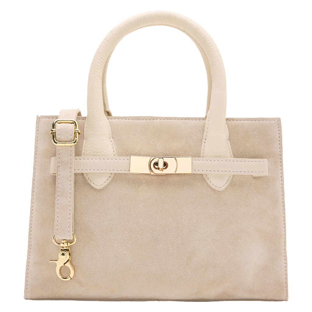 Manfield suède mini handtas ecru