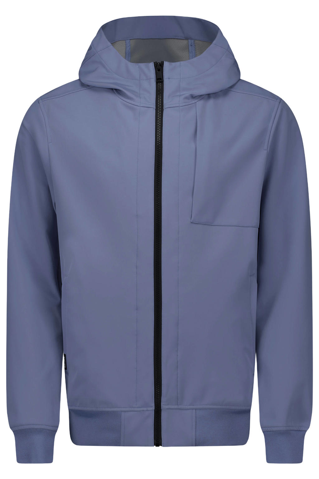 Lavendelkleurige heren Airforce softshell jas van polyester met effen, lange mouwen, capuchon en ritssluiting