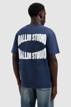 oversized T-shirt met backprint donkerblauw