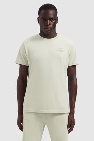 regular fit T-shirt met logo - zand