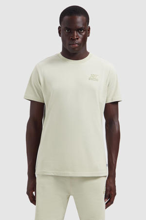 regular fit T-shirt met logo - zand