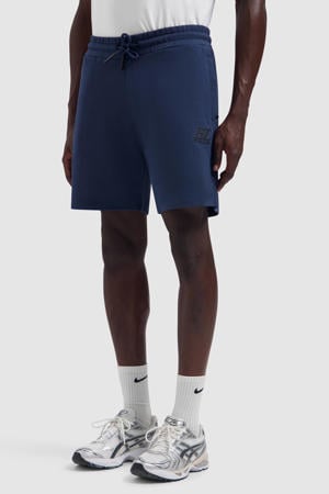 regular fit sweatshort met elastische boord en logo - donkerblauw