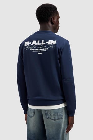 sweater met backprint donkerblauw