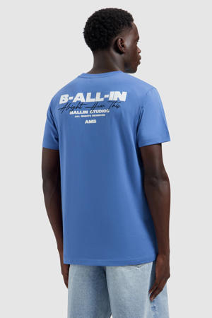 regular T-shirt met backprint blauw