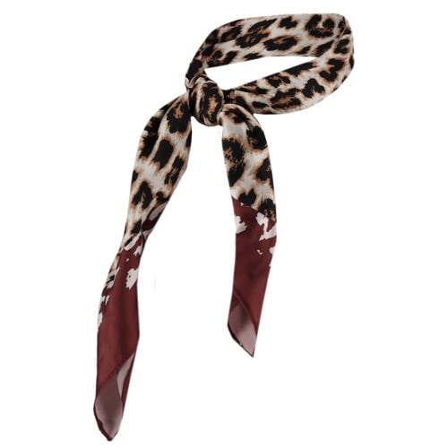 Sarlini bandana met panterprint bordeauxrood afbeelding