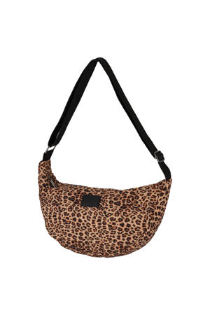 crossbody tas met panterprint bruin