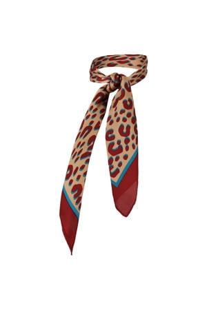 bandana met panterprint donkerrood