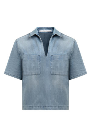 denim top met krijtstreep medium blue denim