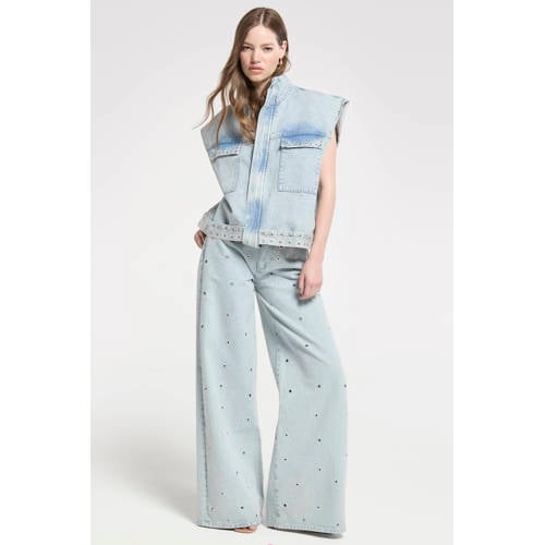 Homage to Denim wide leg jeans light blue denim afbeelding