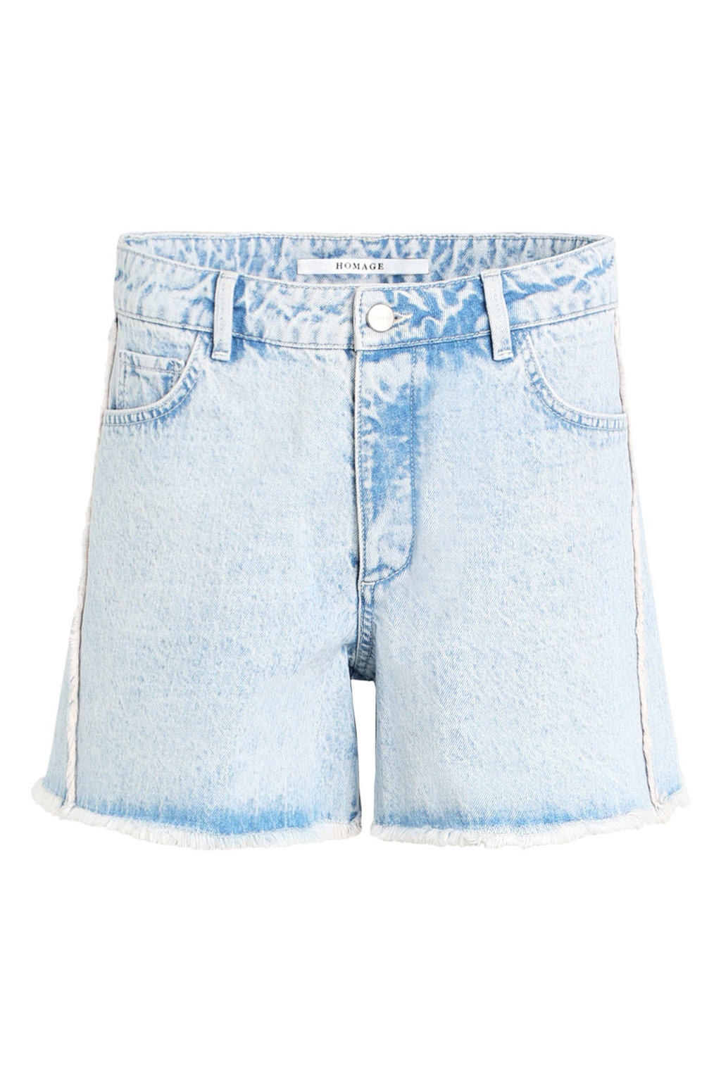 Light blue denim dames Homage to Denim slim regular waist short met effen