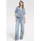 Homage to Denim high waist wide leg jeans met krijtstreep medium blue denim