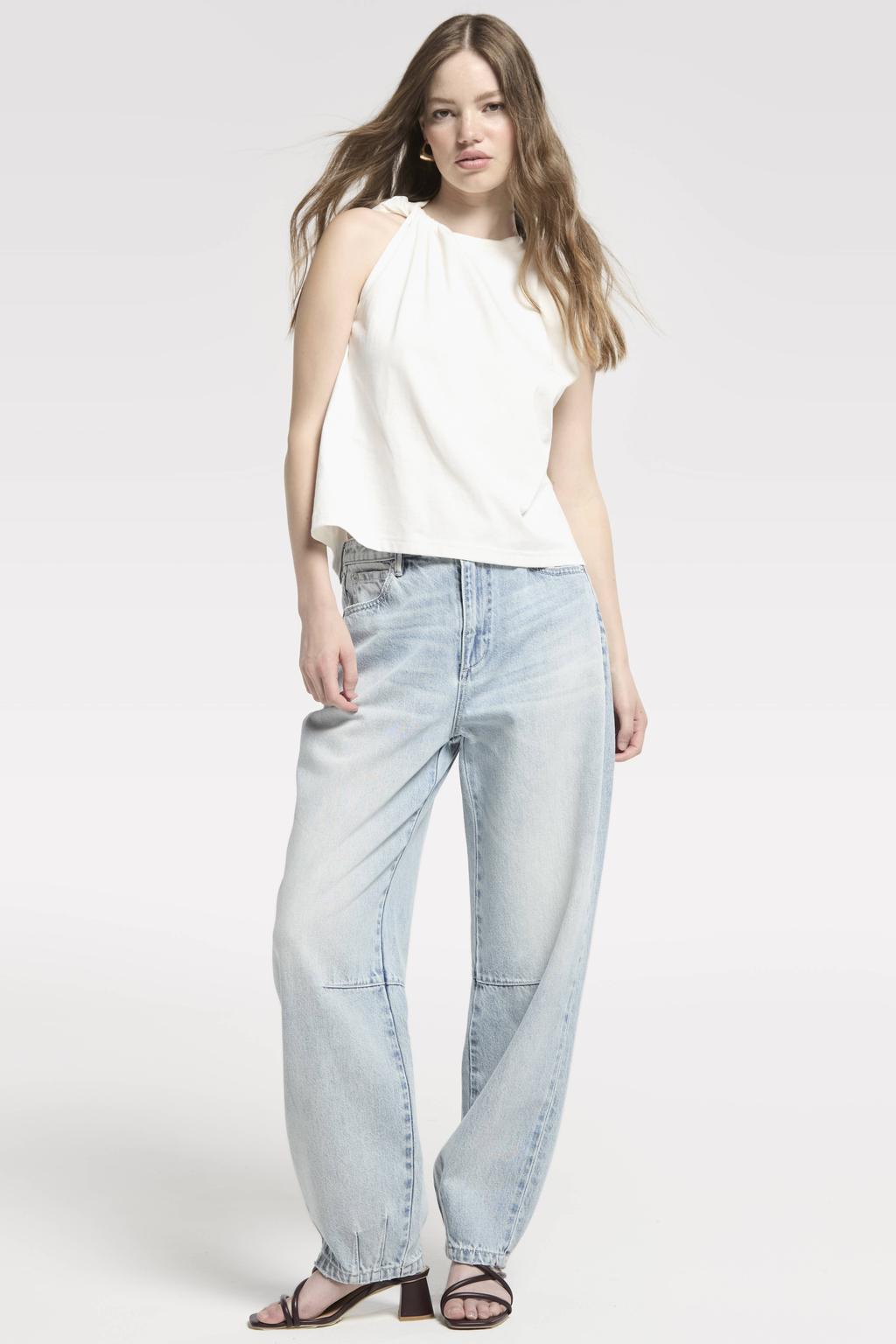 Light blue denim dames Homage to Denim Amber Balloon Jeans barrel jeans met regular waist, rits- en knoopsluiting en effen
