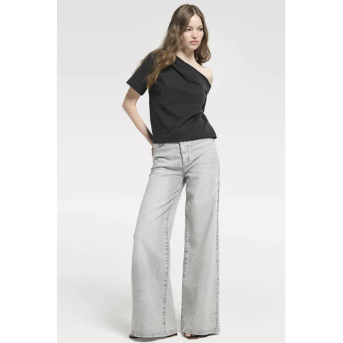 Homage to Denim Rosie - Extra Wide Leg Jeans high waist wide leg jeans grey denim afbeelding