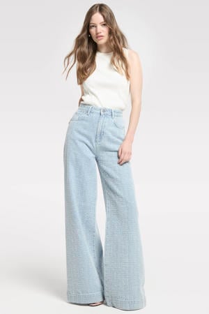 high waist wide leg jeans light blue denim