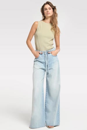 Extra Wide Leg Jeans With Cord wide leg jeans light blue denim