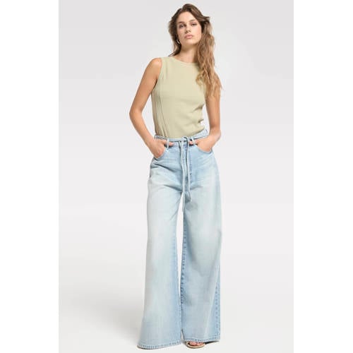 Homage to Denim Extra Wide Leg Jeans With Cord wide leg jeans light blue denim afbeelding