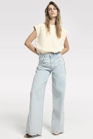 high waist wide leg jeans medium blue denim