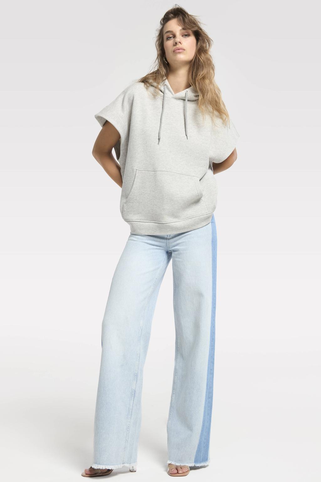 Light blue denim dames Homage to Denim Wide Leg Jeans With Patchwork high waist wide leg jeans met rits- en knoopsluiting en effen