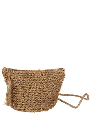 raffia crossbody tas naturel
