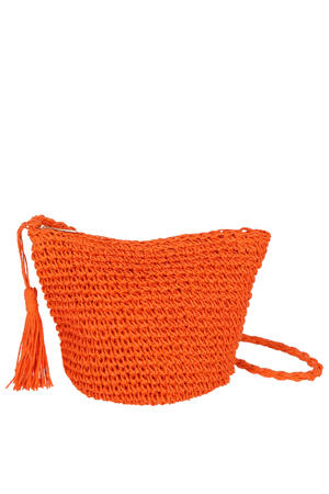 raffia crossbody tas oranje