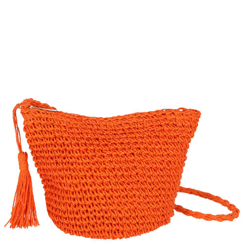 Sarlini raffia crossbody tas oranje afbeelding