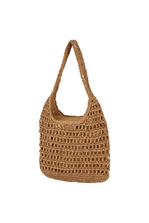 raffia schoudertas naturel