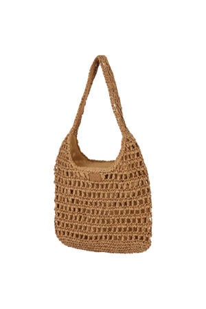 raffia schoudertas naturel