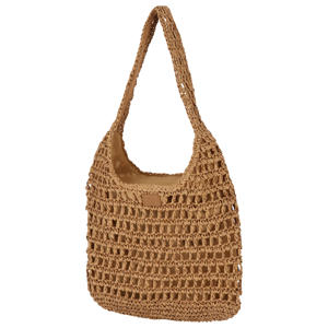 raffia schoudertas naturel
