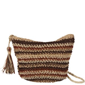 raffia crossbody tas bruin