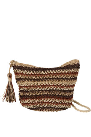 raffia crossbody tas bruin