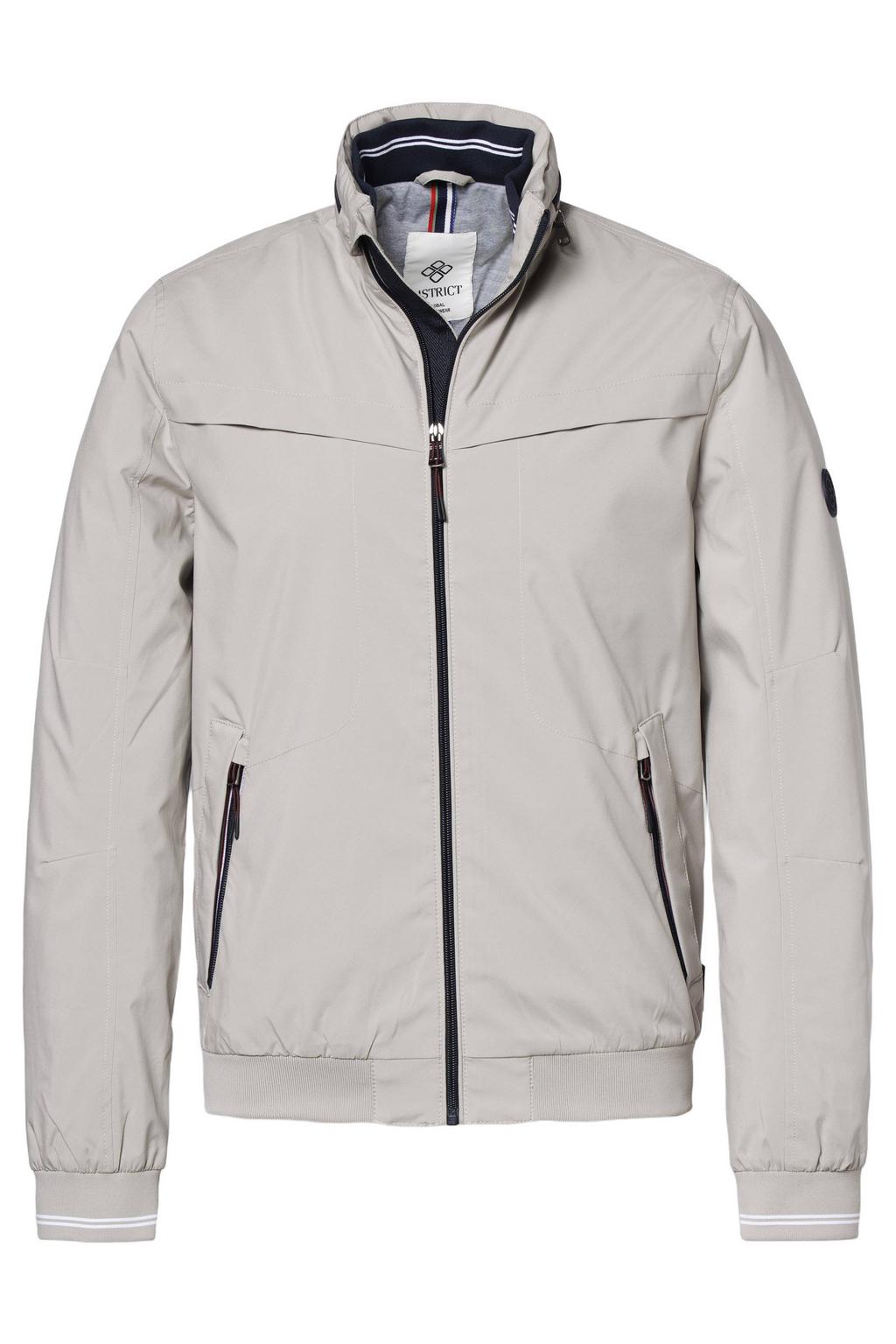 Zandkleurige heren District softshell jas van polyester met effen, lange mouwen, opstaande kraag en ritssluiting