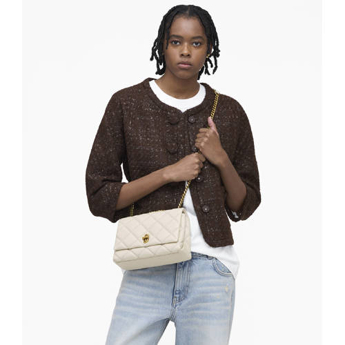 Marc Jacobs leren schoudertas The Slim Dual Chain ecru afbeelding