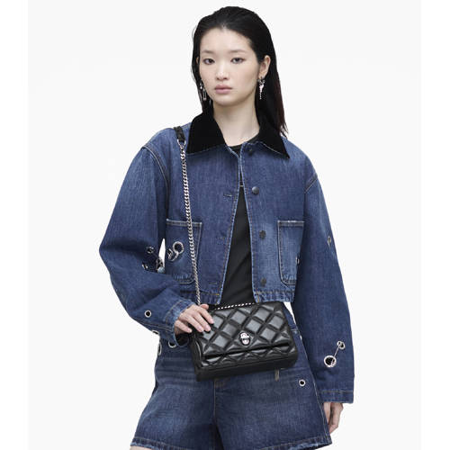 Marc Jacobs leren schoudertas The Slim Dual Chain zwart afbeelding