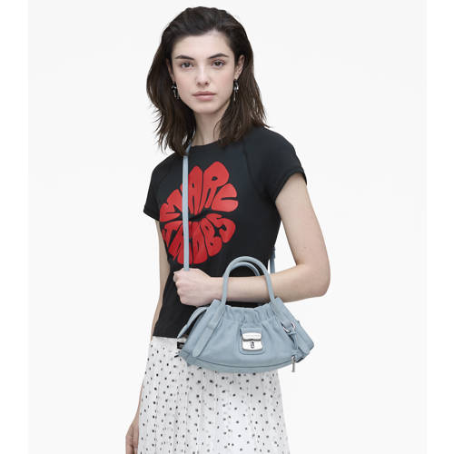 Marc Jacobs leren crossbody tas The Small Satchel blauw afbeelding