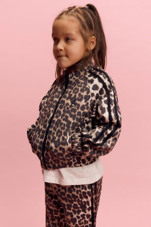 sweatvest met panterprint bruin