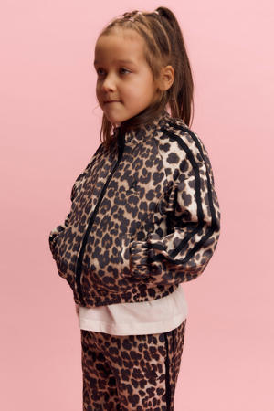 sweatvest met panterprint bruin