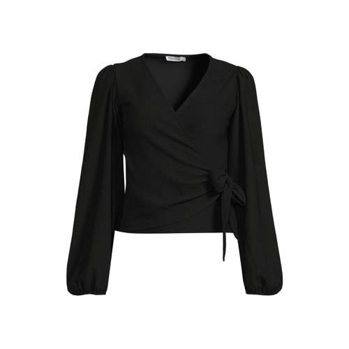 Anytime crinkle overslag top zwart afbeelding