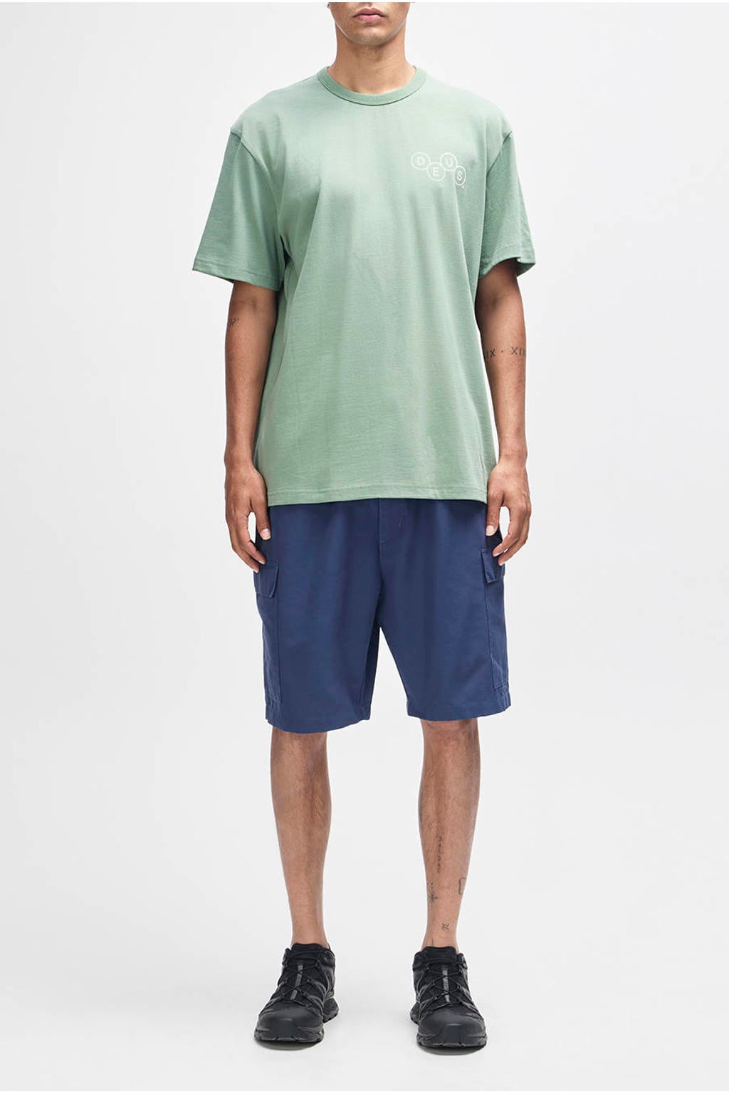 Groene heren Deus Ex Machina regular T-shirt van katoen met backprint, korte mouwen en ronde hals