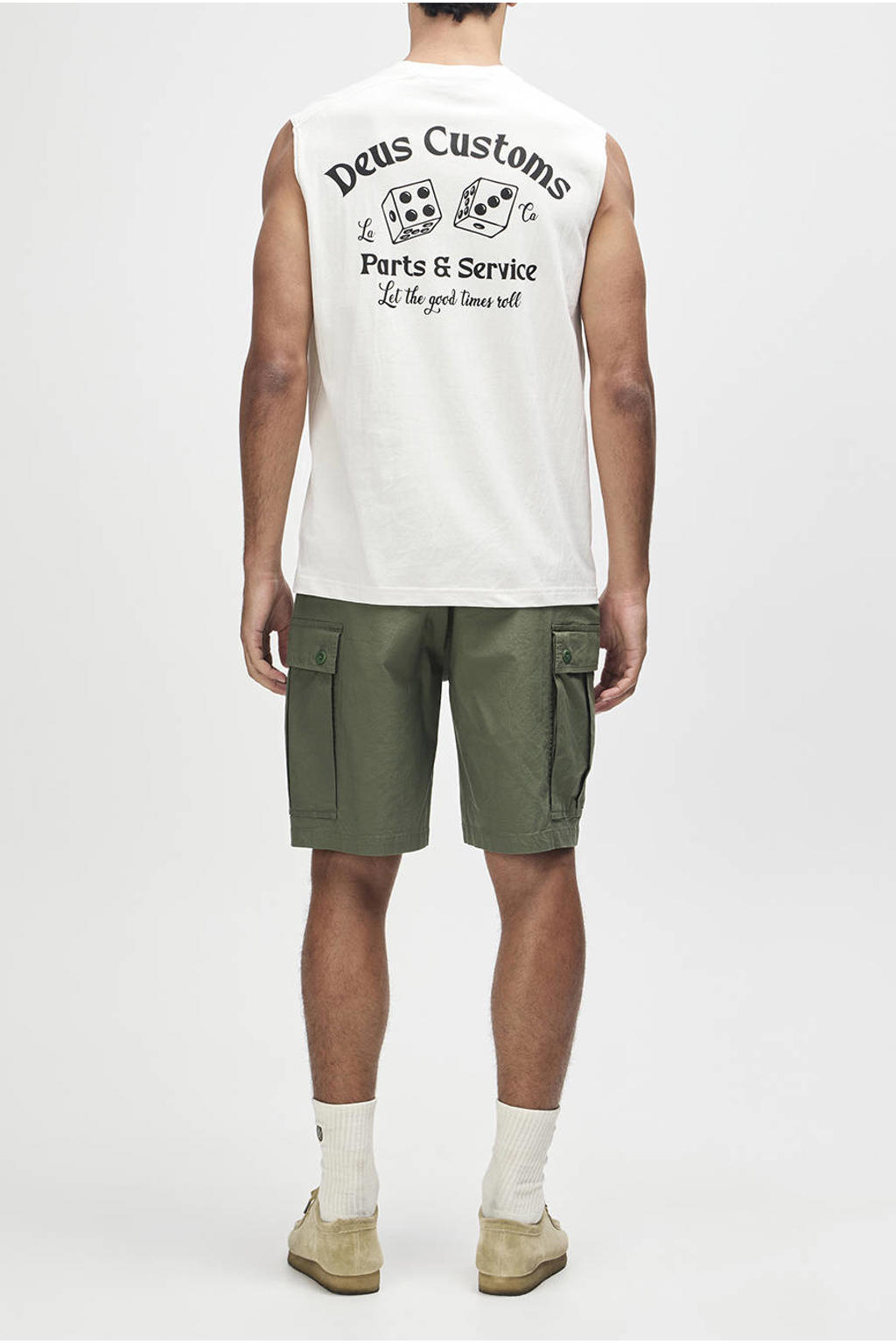 Witte heren Deus Ex Machina tanktop van katoen met backprint en ronde hals