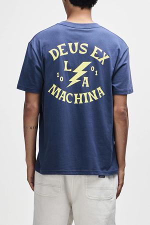 regular T-shirt met backprint donkerblauw