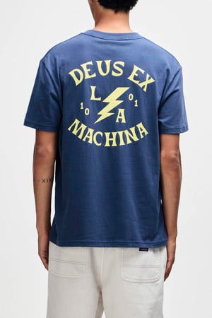 regular T-shirt met backprint donkerblauw