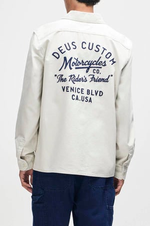 relaxed casual overhemd met backprint wit