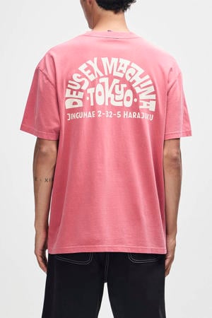 oversized T-shirt met backprint roze